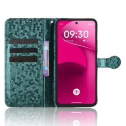 Lacné Kryty | Peňaženkové puzdro Honeycomb Dot Texture Case zelené – T Phone 3 Pro | Lacné Kryty