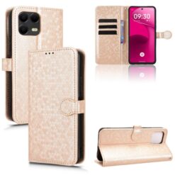 Peňaženkové puzdro Honeycomb Dot Texture Case zlaté – T Phone 3 Pro | Lacné Kryty Lacné Kryty | Peňaženkové puzdro Honeycomb Dot Texture Case zlaté – T Phone 3 Pro | Lacné Kryty