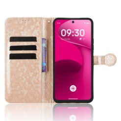 Peňaženkové puzdro Honeycomb Dot Texture Case zlaté – T Phone 3 Pro | Lacné Kryty Lacné Kryty | Peňaženkové puzdro Honeycomb Dot Texture Case zlaté – T Phone 3 Pro | Lacné Kryty