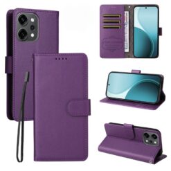 Lacné Kryty | Peňaženkové puzdro Litchi fialové – Oppo Reno 13 Pro | Lacné Kryty