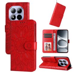 Peňaženkové puzdro Embossing Pattern Slnečnica červené – Xiaomi Redmi Note 15 Pro 4G | Lacné Kryty Lacné Kryty | Peňaženkové puzdro Embossing Pattern Slnečnica červené – Xiaomi Redmi Note 15 Pro 4G | Lacné Kryty