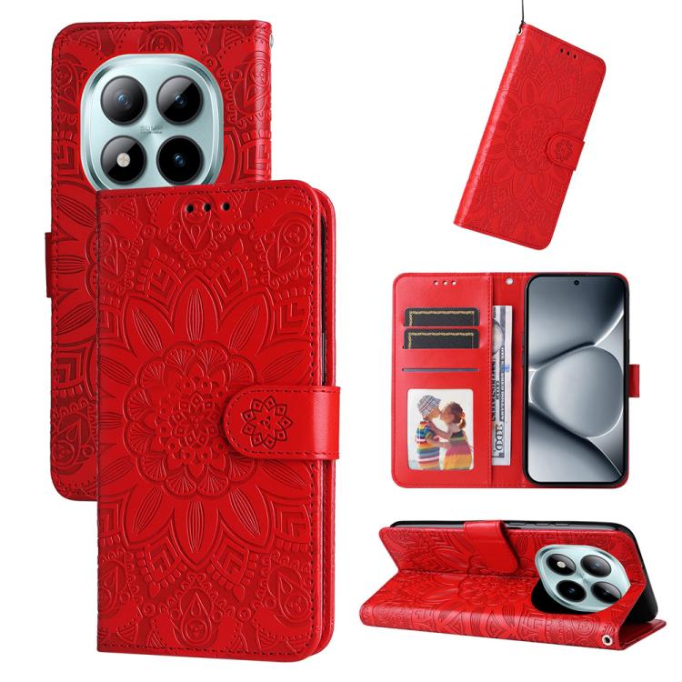 Peňaženkové puzdro Embossing Pattern Slnečnica červené – Xiaomi Redmi Note 15 Pro+ 5G | Lacné Kryty Lacné Kryty | Peňaženkové puzdro Embossing Pattern Slnečnica červené – Xiaomi Redmi Note 15 Pro+ 5G | Lacné Kryty