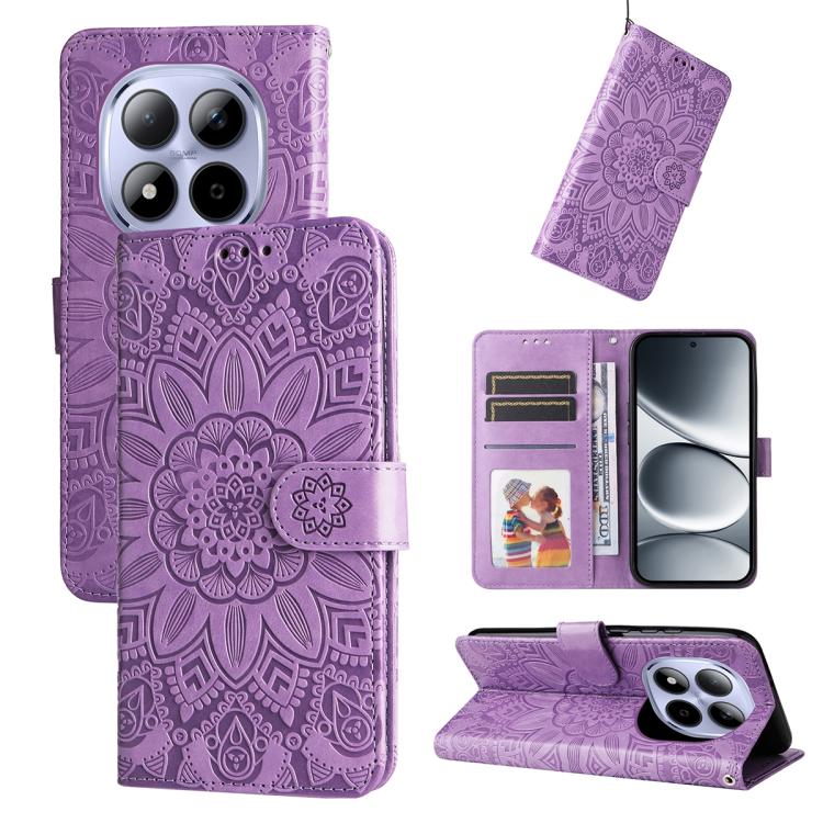 Peňaženkové puzdro Embossing Pattern Slnečnica fialové – Xiaomi Redmi Note 15 Pro 4G | Lacné Kryty Lacné Kryty | Peňaženkové puzdro Embossing Pattern Slnečnica fialové – Xiaomi Redmi Note 15 Pro 4G | Lacné Kryty