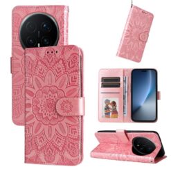 Lacné Kryty | Peňaženkové puzdro Embossing Pattern Slnečnica ružové – Honor Magic 8 Pro | Lacné Kryty
