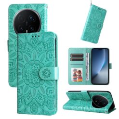 Lacné Kryty | Peňaženkové puzdro Embossing Pattern Slnečnica zelené – Honor Magic 8 Pro | Lacné Kryty