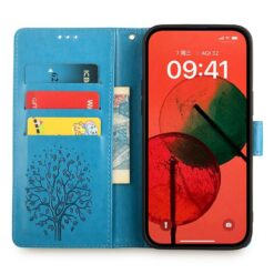 Lacné Kryty | Peňaženkové puzdro Embossing Pattern Strom case modré – Xiaomi 17 Ultra | Lacné Kryty