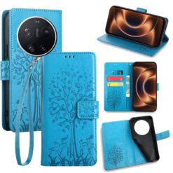 Lacné Kryty | Peňaženkové puzdro Embossing Pattern Strom case modré – Xiaomi 17 Ultra | Lacné Kryty