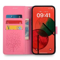 Lacné Kryty | Peňaženkové puzdro Embossing Pattern Strom case ružové – Xiaomi 17 Ultra | Lacné Kryty