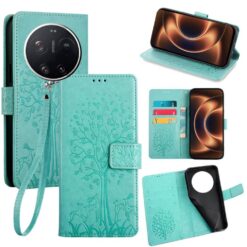 Lacné Kryty | Peňaženkové puzdro Embossing Pattern Strom case zelené – Xiaomi 17 Ultra | Lacné Kryty