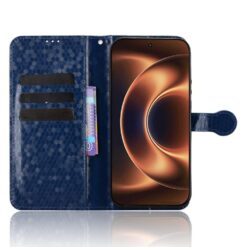 Lacné Kryty | Peňaženkové puzdro Honeycomb Dot Texture Case modré – Xiaomi 17 Ultra | Lacné Kryty