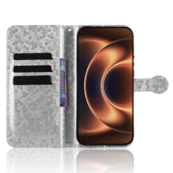 Peňaženkové puzdro Honeycomb Dot Texture Case strieborné – Xiaomi 17 Ultra | Lacné Kryty Lacné Kryty | Peňaženkové puzdro Honeycomb Dot Texture Case strieborné – Xiaomi 17 Ultra | Lacné Kryty
