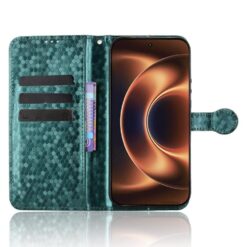 Peňaženkové puzdro Honeycomb Dot Texture Case zelené – Xiaomi 17 Ultra | Lacné Kryty Lacné Kryty | Peňaženkové puzdro Honeycomb Dot Texture Case zelené – Xiaomi 17 Ultra | Lacné Kryty