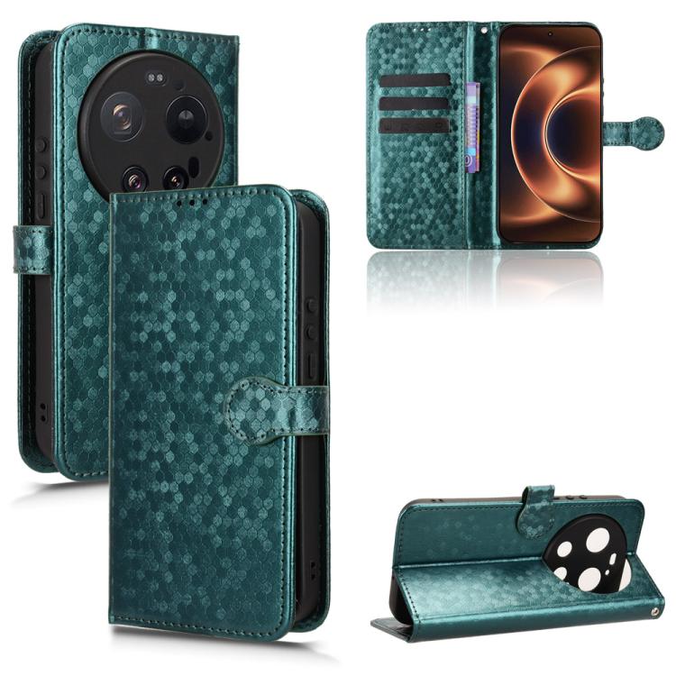 Peňaženkové puzdro Honeycomb Dot Texture Case zelené – Xiaomi 17 Ultra | Lacné Kryty Lacné Kryty | Peňaženkové puzdro Honeycomb Dot Texture Case zelené – Xiaomi 17 Ultra | Lacné Kryty