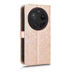 Peňaženkové puzdro Honeycomb Dot Texture Case zlaté – Xiaomi 17 Ultra | Lacné Kryty Lacné Kryty | Peňaženkové puzdro Honeycomb Dot Texture Case zlaté – Xiaomi 17 Ultra | Lacné Kryty
