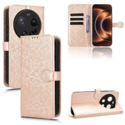 Peňaženkové puzdro Honeycomb Dot Texture Case zlaté – Xiaomi 17 Ultra | Lacné Kryty Lacné Kryty | Peňaženkové puzdro Honeycomb Dot Texture Case zlaté – Xiaomi 17 Ultra | Lacné Kryty
