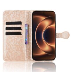 Peňaženkové puzdro Honeycomb Dot Texture Case zlaté – Xiaomi 17 Ultra | Lacné Kryty Lacné Kryty | Peňaženkové puzdro Honeycomb Dot Texture Case zlaté – Xiaomi 17 Ultra | Lacné Kryty