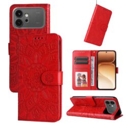 Peňaženkové puzdro Embossing Pattern Slnečnica červené – Honor 600 / Honor 600 Pro | Lacné Kryty Lacné Kryty | Peňaženkové puzdro Embossing Pattern Slnečnica červené – Honor 600 / Honor 600 Pro | Lacné Kryty