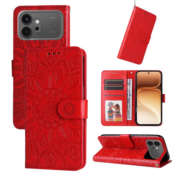 Peňaženkové puzdro Embossing Pattern Slnečnica červené – Honor 600 / Honor 600 Pro | Lacné Kryty Lacné Kryty | Peňaženkové puzdro Embossing Pattern Slnečnica červené – Honor 600 / Honor 600 Pro | Lacné Kryty
