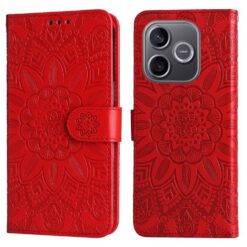 Peňaženkové puzdro Embossing Pattern Slnečnica červené – Honor 600 Lite
