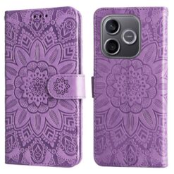 Peňaženkové puzdro Embossing Pattern Slnečnica fialové – Honor 600 Lite