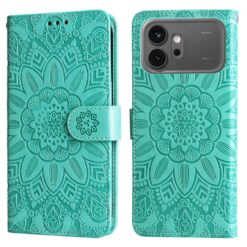 Peňaženkové puzdro Embossing Pattern Slnečnica zelené – Honor 600 / Honor 600 Pro