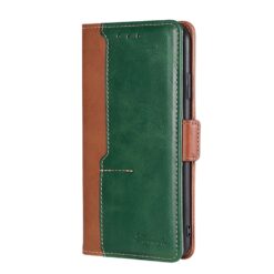 Peňaženkové puzdro Contrast Color Case hnedo-zelené – Oppo A57s