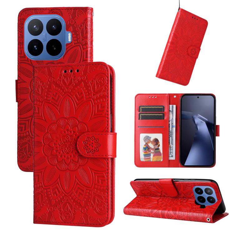 Peňaženkové puzdro Embossing Pattern Slnečnica červené – Xiaomi 17T Pro | Lacné Kryty Lacné Kryty | Peňaženkové puzdro Embossing Pattern Slnečnica červené – Xiaomi 17T Pro | Lacné Kryty