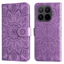 Lacné Kryty | Peňaženkové puzdro Embossing Pattern Slnečnica fialové – Xiaomi 17T | Lacné Kryty