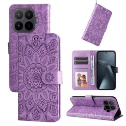 Lacné Kryty | Peňaženkové puzdro Embossing Pattern Slnečnica fialové – Xiaomi 17T | Lacné Kryty