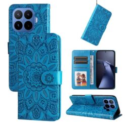 Lacné Kryty | Peňaženkové puzdro Embossing Pattern Slnečnica modré – Xiaomi 17T Pro | Lacné Kryty