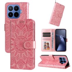Lacné Kryty | Peňaženkové puzdro Embossing Pattern Slnečnica ružové – Xiaomi 17T Pro | Lacné Kryty