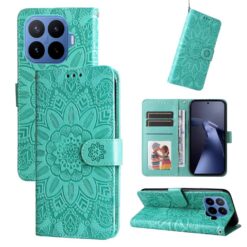 Peňaženkové puzdro Embossing Pattern Slnečnica zelené – Xiaomi 17T Pro | Lacné Kryty Lacné Kryty | Peňaženkové puzdro Embossing Pattern Slnečnica zelené – Xiaomi 17T Pro | Lacné Kryty