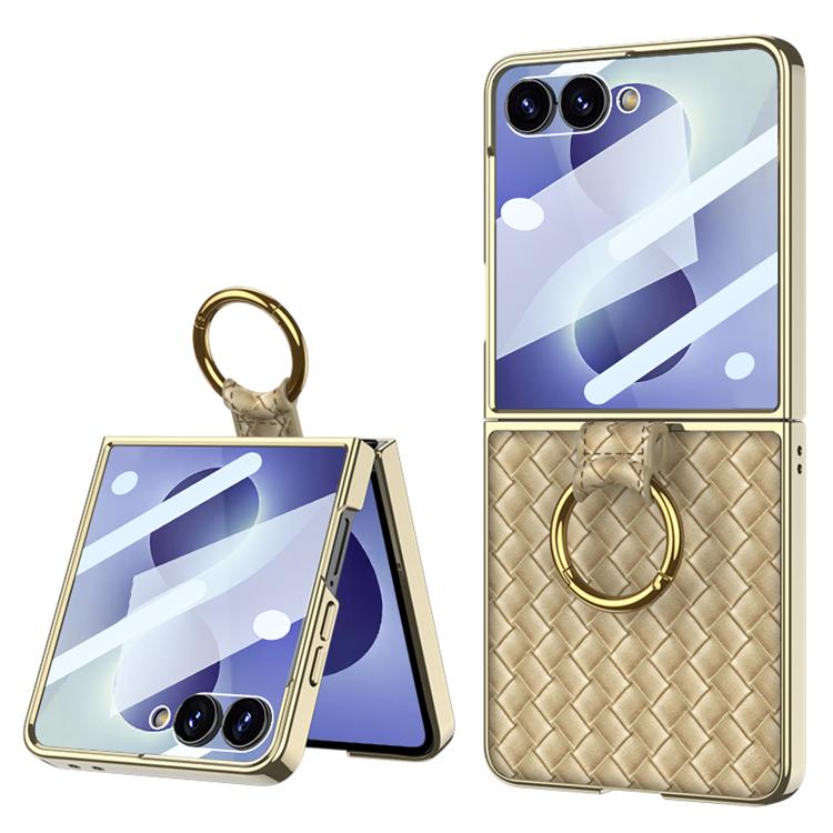 Kryt GKK Weave Texture Case zlatý – Samsung Galaxy Z Flip 8 | Lacné Kryty Lacné Kryty | Kryt GKK Weave Texture Case zlatý – Samsung Galaxy Z Flip 8 | Lacné Kryty