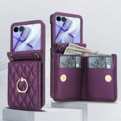 Peňaženkové puzdro Diamond Card case fialové – Samsung Galaxy Z Flip 8 | Lacné Kryty Lacné Kryty | Peňaženkové puzdro Diamond Card case fialové – Samsung Galaxy Z Flip 8 | Lacné Kryty