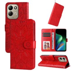 Lacné Kryty | Peňaženkové puzdro Embossing Pattern Slnečnica červené – Xiaomi Redmi 17 | Lacné Kryty