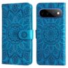 Lacné Kryty | Peňaženkové puzdro Embossing Pattern Slnečnica fialové – Google Pixel 11 Pro XL | Lacné Kryty