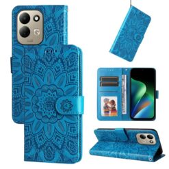 Lacné Kryty | Peňaženkové puzdro Embossing Pattern Slnečnica modré – Xiaomi Redmi 17 | Lacné Kryty