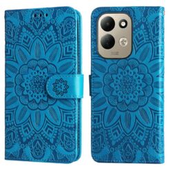 Peňaženkové puzdro Embossing Pattern Slnečnica modré – Xiaomi Redmi 17
