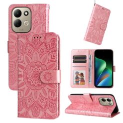 Lacné Kryty | Peňaženkové puzdro Embossing Pattern Slnečnica ružové – Xiaomi Redmi 17 | Lacné Kryty