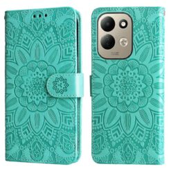 Peňaženkové puzdro Embossing Pattern Slnečnica zelené – Xiaomi Redmi 17