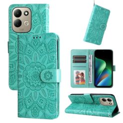 Lacné Kryty | Peňaženkové puzdro Embossing Pattern Slnečnica zelené – Xiaomi Redmi 17 | Lacné Kryty