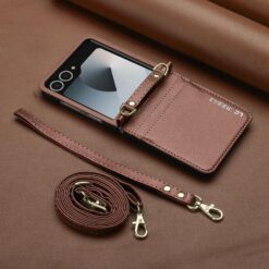 Peňaženkové puzdro Imeeke hnedé – Samsung Galaxy Z Flip 8 | Lacné Kryty Lacné Kryty | Peňaženkové puzdro Imeeke hnedé – Samsung Galaxy Z Flip 8 | Lacné Kryty