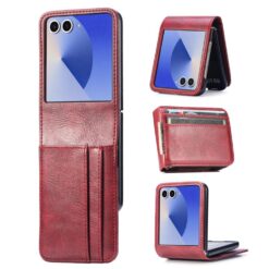 Lacné Kryty | Peňaženkové puzdro Storm Leather case červené – Samsung Galaxy Z Flip 8 | Lacné Kryty