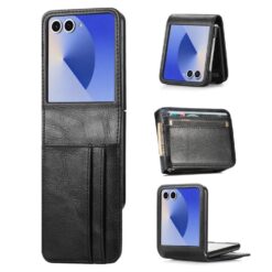 Lacné Kryty | Peňaženkové puzdro Storm Leather case čierne – Samsung Galaxy Z Flip 8 | Lacné Kryty