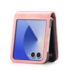 Lacné Kryty | Peňaženkové puzdro Storm Leather case ružové – Samsung Galaxy Z Flip 8 | Lacné Kryty