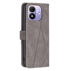 Lacné Kryty | Knižkové puzdro Rhombus sivé – Xiaomi Redmi Note 17 Pro 5G | Lacné Kryty