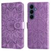 Lacné Kryty | Peňaženkové puzdro Embossing Pattern Slnečnica modré – Samsung Galaxy S26 FE | Lacné Kryty