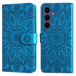 Peňaženkové puzdro Embossing Pattern Slnečnica modré – Samsung Galaxy S26 FE