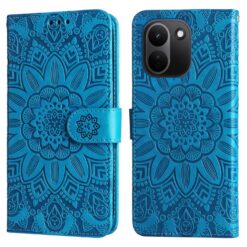Lacné Kryty | Peňaženkové puzdro Embossing Pattern Slnečnica modré – Xiaomi Redmi Note 17 Pro Max | Lacné Kryty