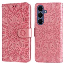 Peňaženkové puzdro Embossing Pattern Slnečnica ružové – Samsung Galaxy S26 FE